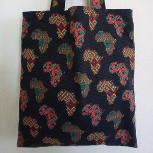 Africa on Black Handmade Tote